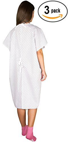 Image of Hospital Gown Back Tie - Blue or White - 3 Pack (White)