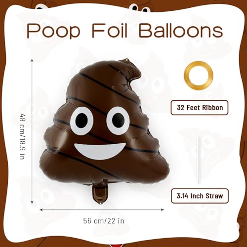 6 Pcs Funny Poop Balloons,22 Inch Poo Aluminum Foil Balloon,Prank Joke Party Decoration for Teen Boys Office Halloween Prank Interactive Gag Gifts