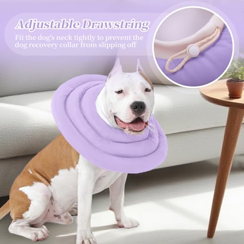 Image of IDOMIK Dog Recovery Collar, Waterproof Soft Dog Cone After Surgery, Comfy Protective Elizabethan Collar Alternative for Dogs Cats, Adjustable Pet Neck Donut Cone Anti-Licking Biting Wounds,Purple,2XL