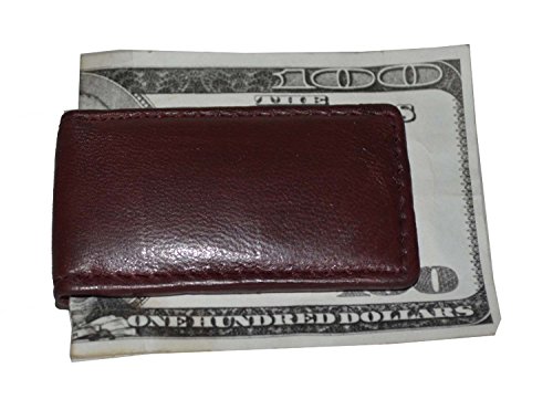Image of LB LEATHERBOSS Men's New Leather Strong Magnetic Money Clip (Cherry)