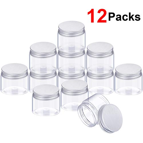 SATINIOR Empty 12 Pack Clear Plastic Slime Storage Favor Jars Wide-Mouth Plastic Containers