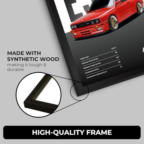 Image of Funk You Store BMW E30 M3 Poster | Framed Poster of E30 M3 A4 Sized (31 x 23 cm) | BMW Car Posters for Wall, Gift for Boys, Car Frames | Cars Posters for Wall, Bedroom, Hostel, Study Room (F 047)