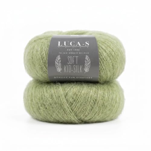 Luca-S Yarns Soft Kid-Silk 2 Skeins of Fluffy Lightweight Kid Mohair & Silk Yarn for Knitting & Crochet 1.75 oz (50g) 460 yds (420m) Total