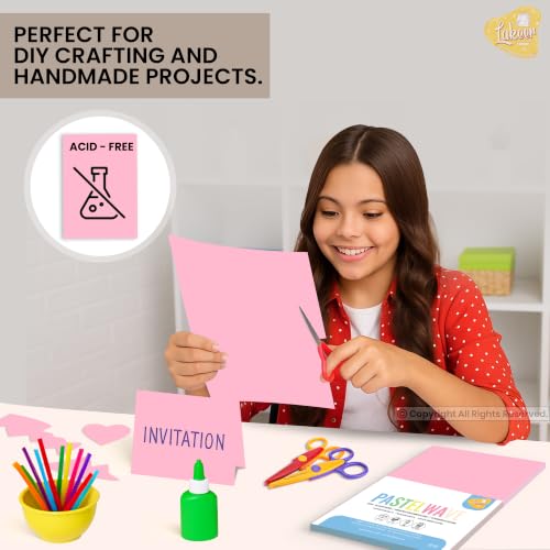 Image of Lakeer A4 Pastel Color Paper- Pastel Pink Colour, Pack of 50 Sheets | 150 GSM Thick For Arts and Crafts, Printing, DIY Projects, Etc