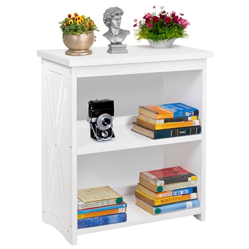 Image of Rustic Bedside Table with Storage Shelf, Wood End Table for Bedroom & Living Room, Narrow Farmhouse Side Table, Modern Nightstand for Bedroom, Living Room and Office (White)