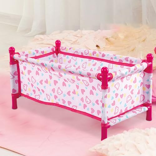 Bab-y Doll Cot Pink Bab-y Dolls Bed Do-lls Cot Dol-l Pretend Play Toy B-aby Dol-l Accessories For Girls B-aby Do-ll Pretend Play Do-ll Accessory Toys For Kids