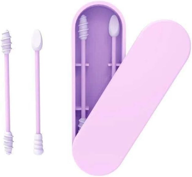 Hastes de silicone reutilizáveis com duas pontas AQUP, roxas, com estojo