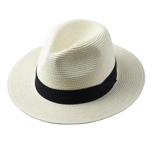 Chapeau de paille blanc 52-54.5cm pliable pour femme et homme