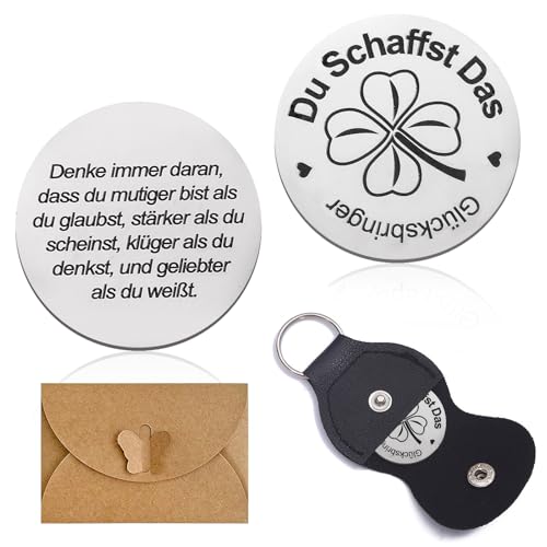Gl&uuml;cksbringer Geschenk Set Mit Umschlag, Schl&uuml;sselanh&auml;nger, Gute Besserung Geschenke, Gl&uuml;ckliche Schl&uuml;sselanh&auml;nger f&uuml;r Patient (silbrig)