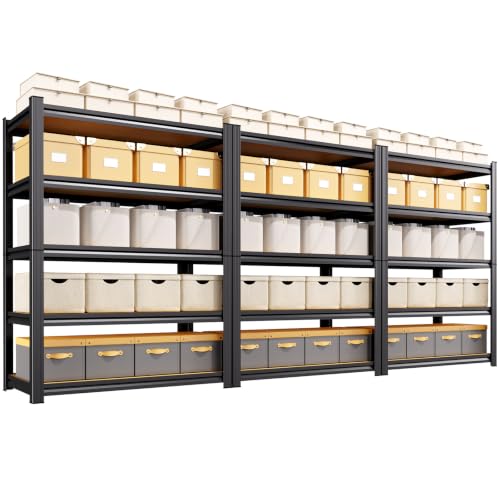 Image of Set of 3 Garage Shelving 5 Tier Storage Shelves,Adjustable Heavy Duty Metal Shelving Unit and Storage Large Rack,Utility Steel Shelf for Shop Warehouse Industrial Pantry 71 inchx35 inchx16 inch