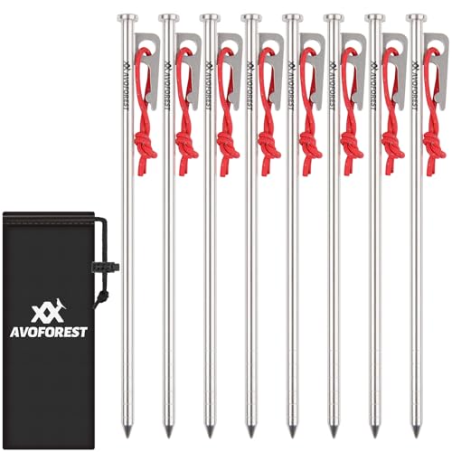 ペグ ステンレス鋼 30cm 8本セット テントペグ 軽量 高強度 錆びにくい 収納袋付 キャンプ設営用具 アウトドア 登山 硬い土 砂地 草地 砂浜 岩場用 ステーク