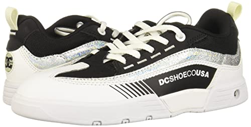 Dc Women's Legacy 98 Slim Skate Shoe, Black/White/Silver, 8.5 M Us #TOP6