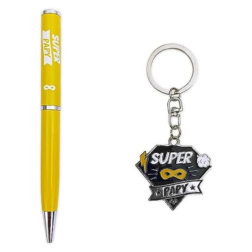 Coffret stylo et porte clés modèle Super Papy