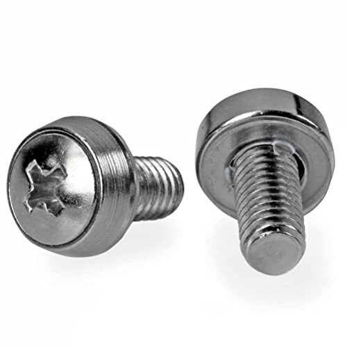 Image of StarTech 100-Pack M6 12mm Screws, Mounting Screws for 19 inch or 10 inch Server Racks, Cabinets and Enclosures, Silver - TAA