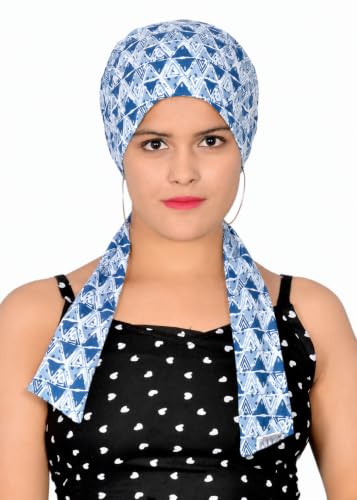 Image of Pure Cotton Double Layer Head Scarves Hair Wrap Cap, Adjustable Free Size Head Cover for Women, Girls, Under Helmet Cover