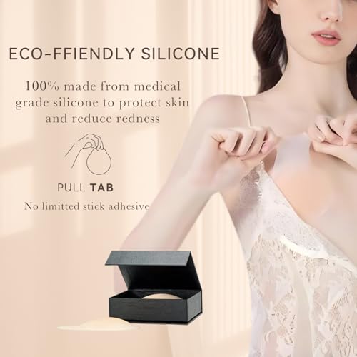 GoodFair Nipple Covers for Women-Washable & Reusable-Adhesive-Pull Tab-Silicone Nipple Pasties with Travel Box4