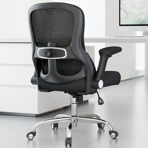 Veratric Office Chair Ergonomic Desk Chair Comfy: 400LBS Mesh Computer Chair Ergonomic Gaming Chairs with Wheels Adjustable Lumbar Support and Flip up Armrest-Swivel Executive Chairs Long Hours(Black)