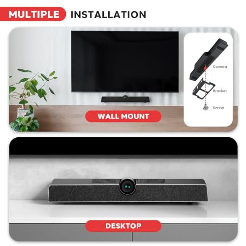 Pyle 4K Conference Room Camera System 120° FOV with 5X Zoom, AI Auto Framing, Wide-Angle Lens, Echo Cancellation, 8m Mic Pickup Conferencing System for Home Offices, Zoom, Skype, Microsoft Teams, USB