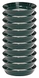Austin Planter 4 Inch (3.5 Inch Base) Case of 10 Plant Saucers - Hunter Green Colored Polypropylene,Heavy Duty Indoor/Outdoor Tray and Drip Pan- Made in USA