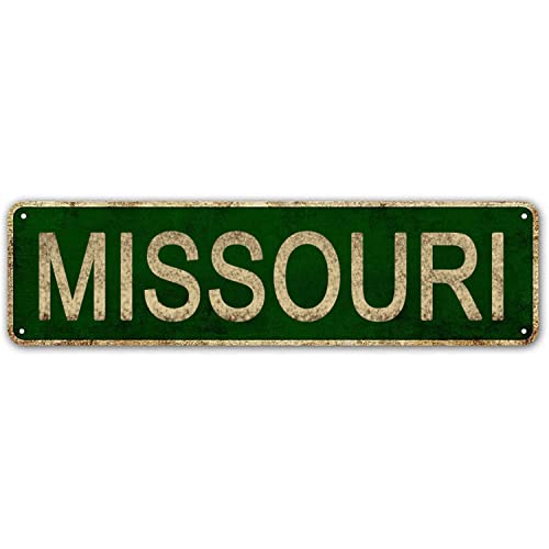 YOYUJU Missouri Sign, America State Name Vintage Metal Tin Sign 4x16 Inch