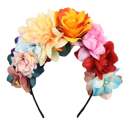Corona di fiori di rose messicane per capelli, cerchietto per capelli, fascia per capelli per feste, fascia per capelli per costumi, copricapo floreale, accessori per capelli per Halloween e cosplay