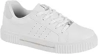 Tênis Branco Feminino Casual Flatform – Pelica Sintética, Cadarço, Solado Antiderrapante e Palmilha Confortável