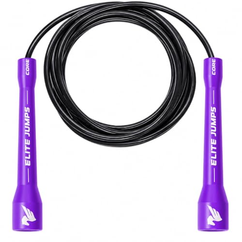 Elite Jumps 5mm PVC Jump Rope, 10ft Adjustable, 5" Handles, Purple Black