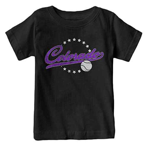 Colorado Baseball Vintage Kid's Fan T-Shirt (Black Shirt, YS)