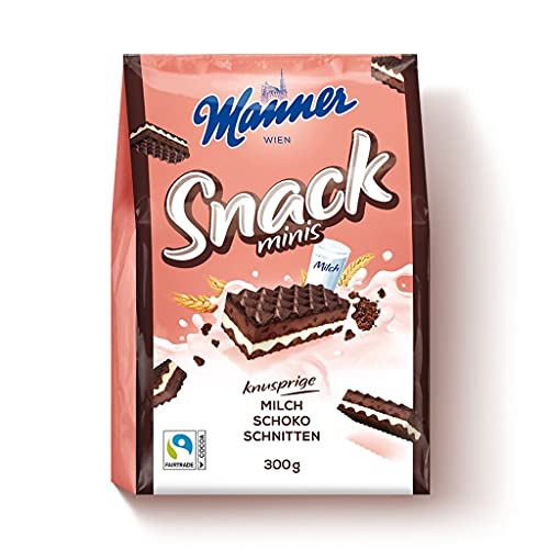 Manner Snack Mini Milch-Schokolade | schokolade Knuspergenuss für Zwischendurch | 3er Pack (1 x 300 g)