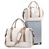 Sac de Voyage pour Femme,Cabine Avion Easyjet Bagage à Main Léger,Sac fourre-Tout de Sport Imperméable pour Week-End avec Compartiment à Chaussures pour Travel Gym Danse A11-Beige Brun