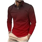 tee shirt homme cotton ete UHouse Polo Zippé Homme Manches Longues Golf T-Shirts Sport Tshirt Casaul Teeshirt Basique Polos Business Tee Shirt Décontracté Dégradé Vetement Grande Taille Rouge 5XL