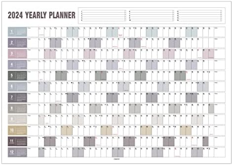2024 Yearly Wall Calendar with Holidays, Full Year Calendar One Page, Annual Year Wall Calendar with Stickers, Horizontal, 24"X 33" (Open), Paper Folded