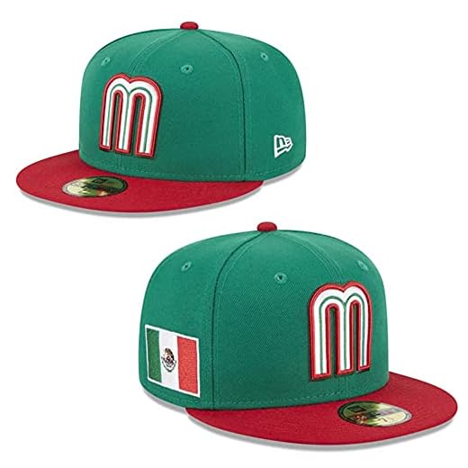 2PCS 2023 World Mexico Baseball 59FIFTY Fitted Hat Sun Hat Embroidery Cap Hat Baseball Cap (as1, Numeric, Numeric_7_and_5_eighths)