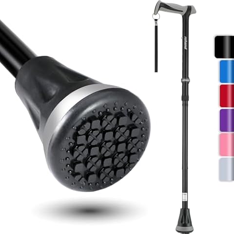 REHAND Walking Cane - Foldable, Adjustable, Collapsible Walking Canes for Men & Women, Heavy Duty All Terrain Tip, with Travel Bag | Walking Sticks for Seniors & Adults (Natural Black) Cover