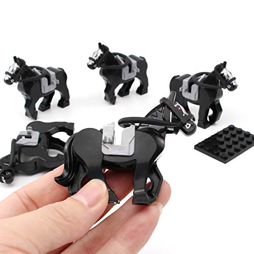 Feleph Black War Horses Set 10Pcs Animals Building Block Toys Ranch Farm Medieval Knight Accessories Compatible With Major Brands #TOP1