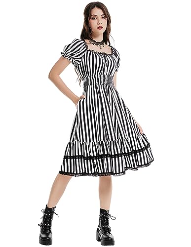 Image of Scarlet Darkness Women Goth Steampunk Pirate Corset Midi Dress