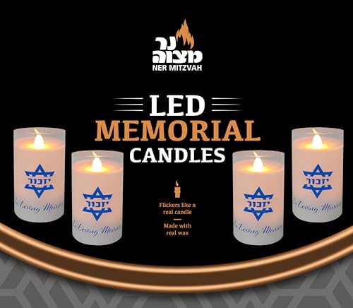 Image of Ner Mitzvah Electric Yahrzeit Candle - LED Votive Candles - Flameless Memorial Candle