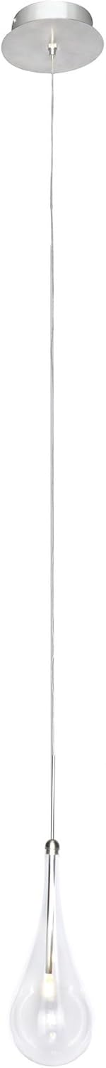 ET2 E23121-18PC Larmes Modern Blown Glass Oversized Teardrops LED Mini Pendant Ceiling Lighting, 1-Light 1.5 Watt, 17" H x 5" W, Chrome