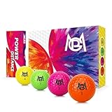 PGM Distance Golf Balls, 2-Piece High Visibility Glossy Colored Golfballs, Solid Feel with High Speed Core, Low Spin Designed for Men, Women & Beginners, 1 Dozen (12 Pack)
