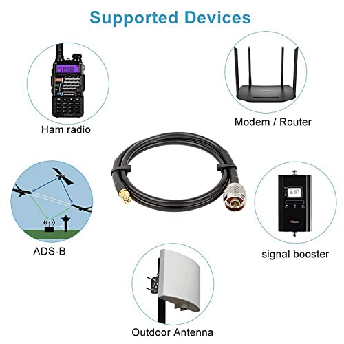 Image of MOOKEERF KMR240 N Male to SMA Male Cable - 3FT Ultra Low Loss SMA to N Cable 50 ohm for WiFi Router /GPS Receiver /Antenna /Signal Booster Use