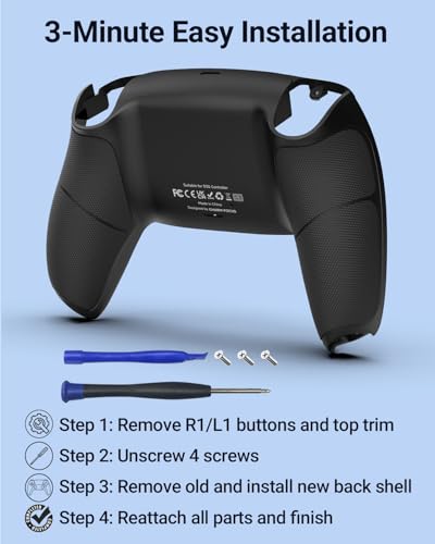 Coque PS5 grip silicone arrière noire texture diamant CHARM FOCUS