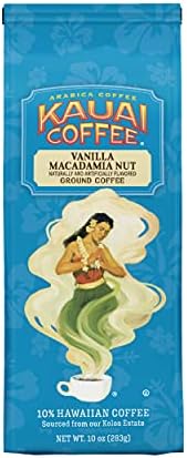 Kauai Hawaiian Ground Coffee, Vanilla Macadamia Nut Flavor - Gourmet Arabica Coffee From Hawaii's Largest Grower, Smooth, Delicious Flavor and Amazing Aroma - 10 Ounce