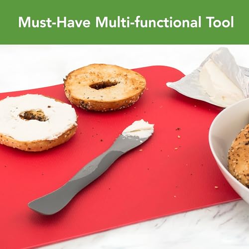 Image of Tovolo Mini Scoop and Spread Tool for Kitchen Meal Prep Small Sandwich Spreader Spatula for Peanut Butter Jelly, Silicone BPA Free Dishwasher Safe Scooper Spreader, Charcoal and Oyster Gray