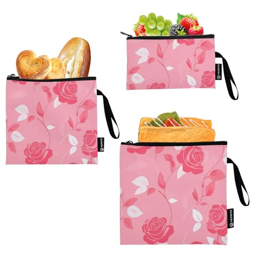Bolsas reutilizables para snacks pack de 3 con diseño floral miniatura 2
