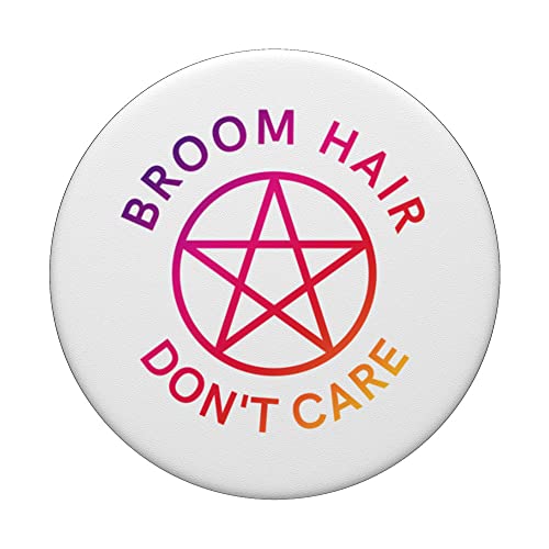 Broom Hair Don't Care Fun Colorful Pagan Wiccan Cheeky Witch PopSockets Swappable PopGrip, Black - Image 3