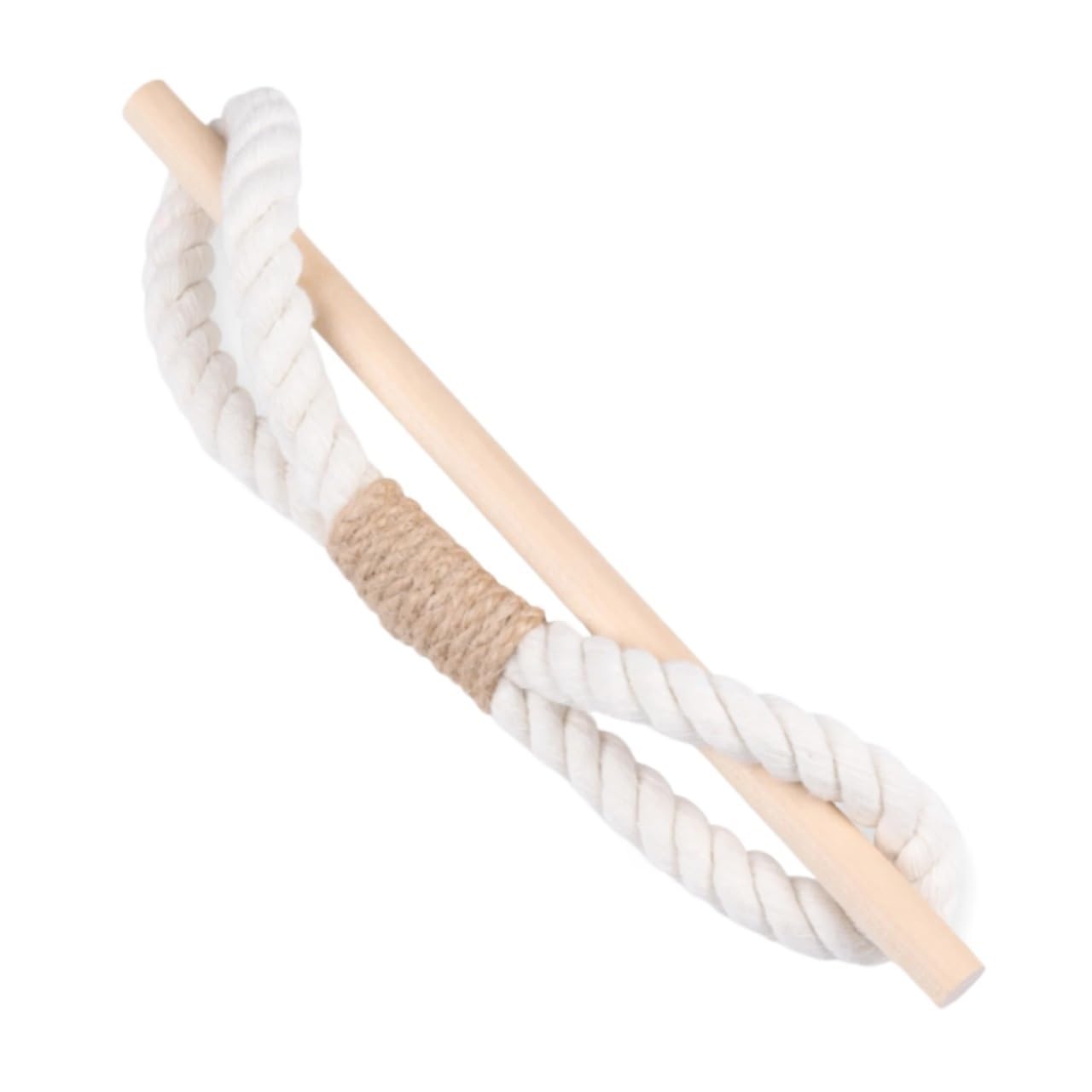 2PCS Set Nordic Solid Wood Stick Thick Cotton And Hemp Rope Simple Binding Ring Bedroom Living Room Decoration Curtain Buckle(White 2pcs)