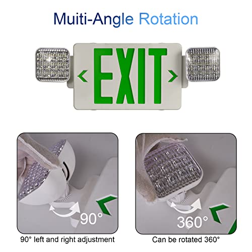Image of TANLUX Green Exit Sign with Emergency Lights, LED Emergency Exit Light with Battery Backup, UL Listed, AC 120 /277V, Commercial Emergency Lights Combo for Business - 6 Pack