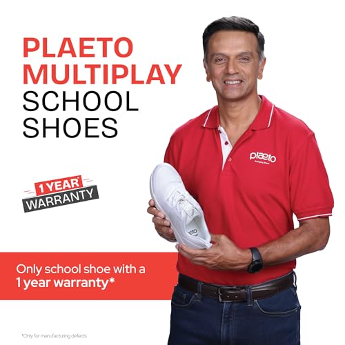 Image of Plaeto Aspire Unisex Black School Shoes for Boys and Girls | Uniform Shoes for Kids | Tilt Lace up Closure, Breathable Upper | Multiplay Sports Shoes - Girl | Boy | Child | Kids School Shoes Black