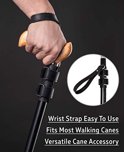 Universal Walking Stick Wrist Strap Leather - Black Handmade Walking Cane Cords #TOP3