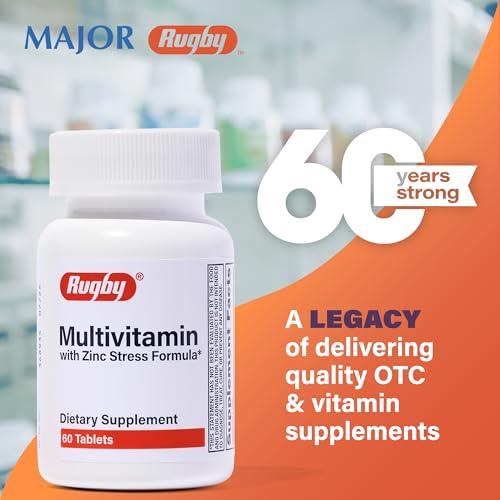 Rugby Multivitamin with Zinc Stress Relief Dietary Supplement for Women - 60 Tablets (1 Pack)
| Rugby Multivitamin with